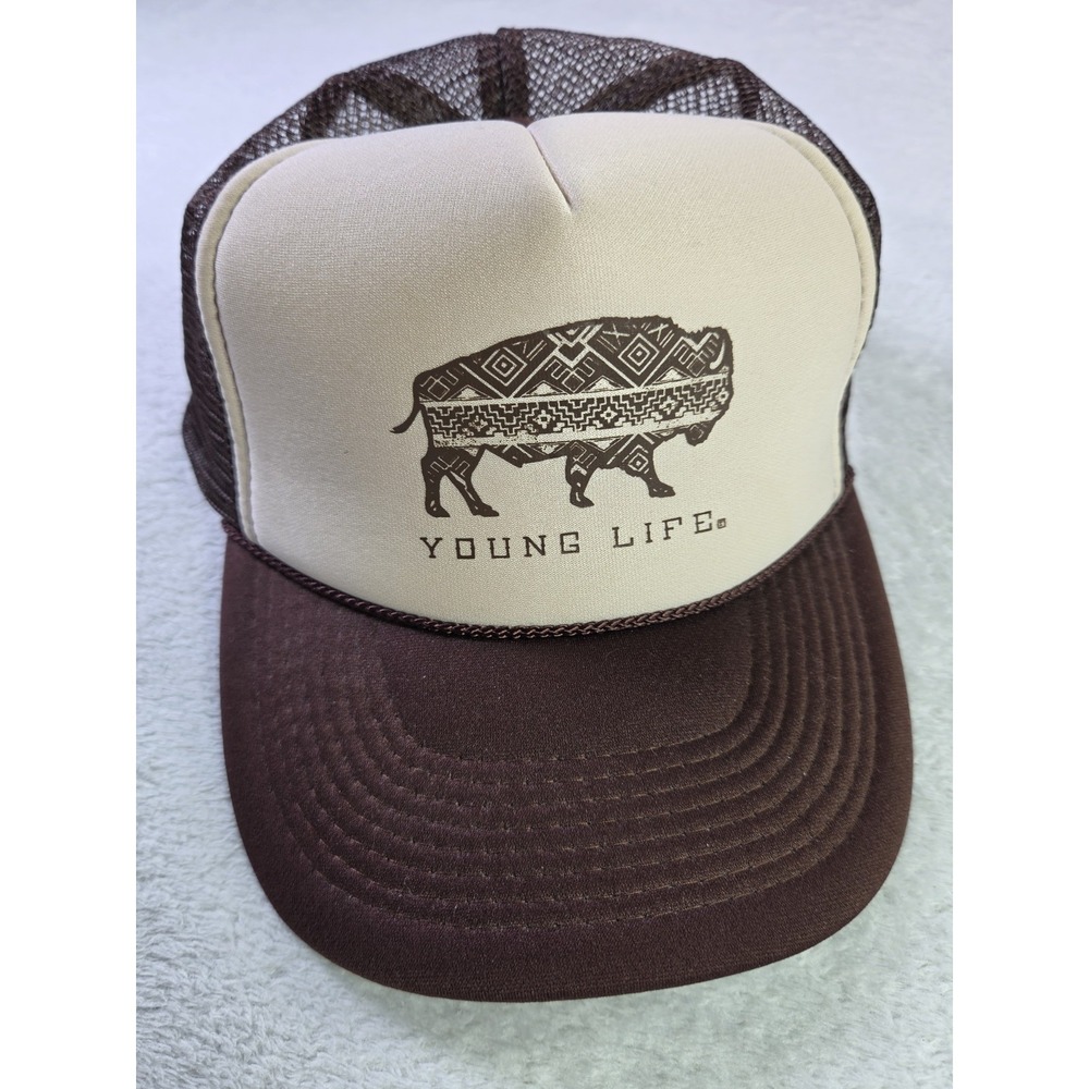 Young Life Trucker Hat Pig Graphic Brown Cream OTTO Snapback Farm Western...
